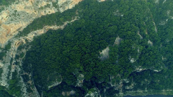 The gorges of the Ardeche in France seen from the sky alt