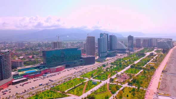 Bird's-eye view of the city of Batumi in Georgia, Adjara. alt