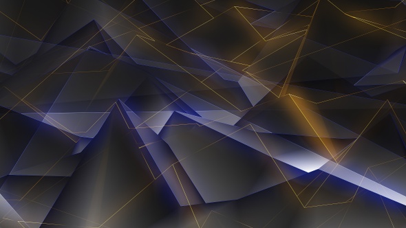 Blue Yellow Glowing Polygons Background Loop