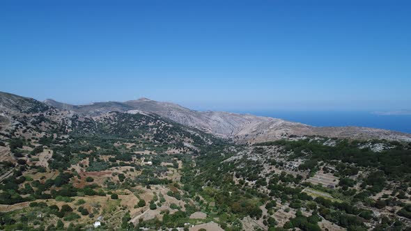 Koronida village on the island of Naxos in the Cyclades in Greece seen from t alt