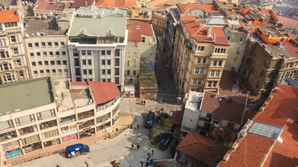 View of the old street from Galata Tower. Istanbul. Ultra HD alt