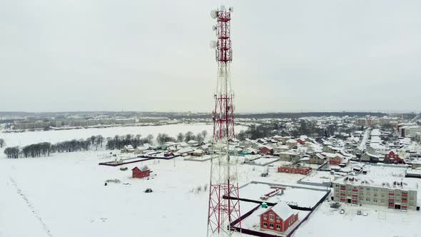 Tower with Antennas and Cymbals Cellular, Wireless. Copter Shoot