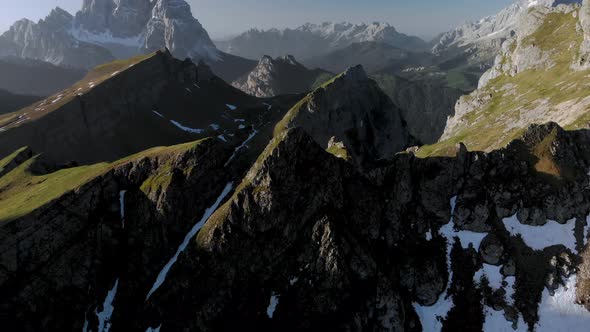 Aerial Fly Over Dolomites Mountains in Italy South Tyrol alt
