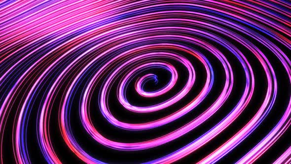 Glowing Neon Light Line Trails Rotate Spin in Spiral Vortex Swirl ...