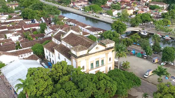 Panoramic aeria view of caribbean island at Paraty Rio de Janeiro Brazil alt