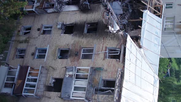 Vertical Video of a Residential Building Destroyed By the War in Ukraine alt