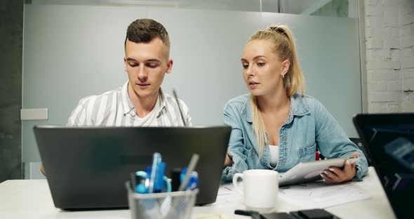 Office Colleagues Working on Laptop