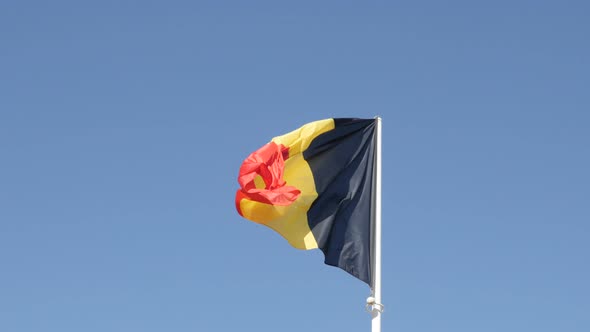 Wavy Belgian national symbol on wind 4K 2160p 30fps UltraHD footage - Belgium flag  tricolour stripe