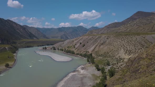 Confluence of Two Rivers Katun and Chuya in Altai Mountains