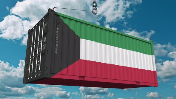 Loading Cargo Container with Flag of Kuwait alt