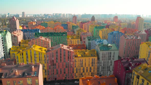 Colorful Buildings in Kiev, Ukraine. Aerial View