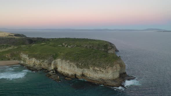 Andrew's Cliff, Cape Deslacs, Clifton Beach, Tasmania, Australia Aerial Drone 4K