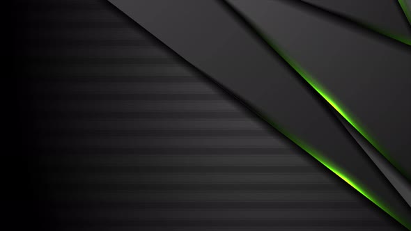 Abstract Black Stripes With Green Neon Light