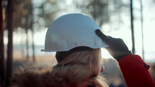 Builder Contractor Specialist Wearing Hardhat. Civil Engineer Checking Construction. alt