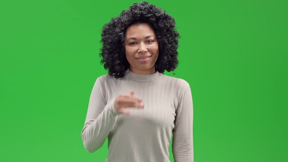 Green Screen Young African Female Showing Sign Phone Call