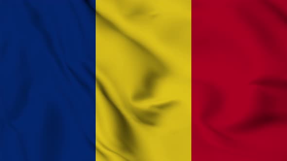 Romania flag seamless closeup waving animation
