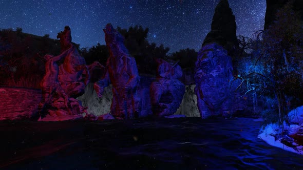 Fantasy world waterfall panorama alt