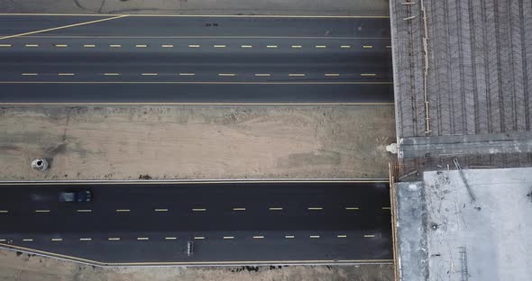 Flight Over the Construction of the Interchange Bridge on the Highway on Which Cars Go