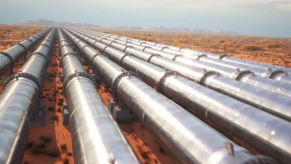 A pipeline running through the prairie transport oil or gas over long distances. alt