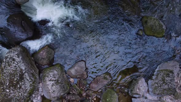 Aerial View of a Stream in the Forest in Rhodope Mountains Near the Town of Devin alt