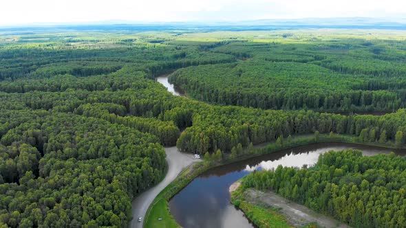 4K Drone Video of Chena River near North Pole, Alaska alt
