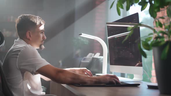 Cryptocurrency Market a Young Trader Working with Financial Exchanges in a Modern Country Office alt