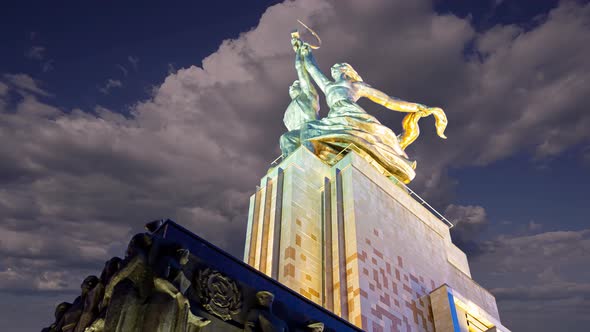 monument Rabochiy i Kolkhoznitsa, sculptor Vera Mukhina, Moscow, Russia. Made of in 1937