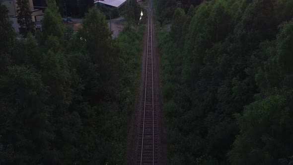 Railway track surrounded by trees alt