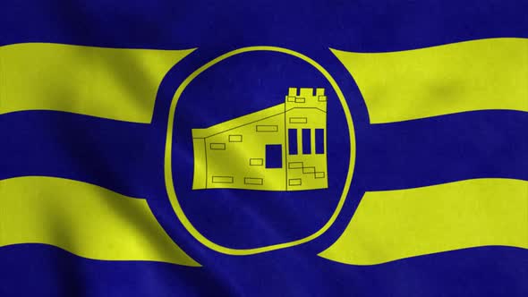 Guanica Flag City of Puerto Rico Waving in Wind alt