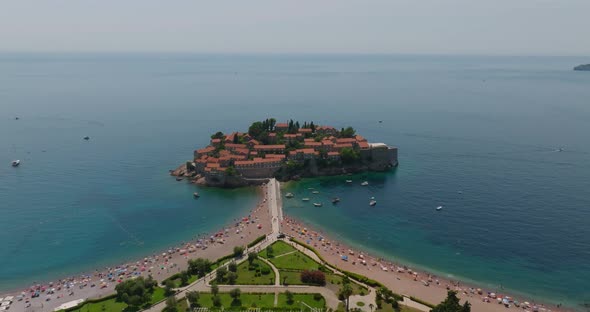 aerial view of sveti stefan Saint Stephen island alt