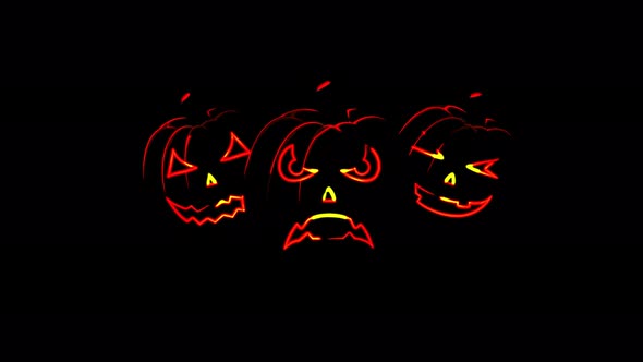 Abstract seamless 4K animation of neon lines Halloween animation on black background