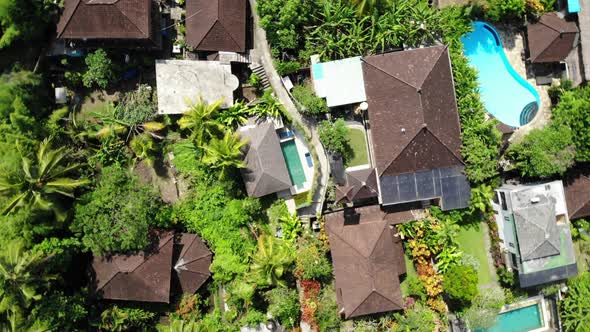 Birds Eye Drone Footage of Villas in Ubud, Bali