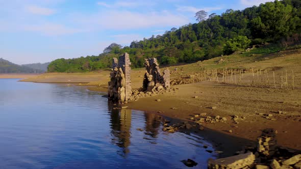 Buddha statues, Kadadora Temple Kothmale, Srilanka Temple. Temple in kothmale dam. Underwater temple