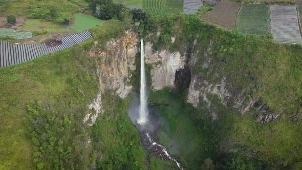 Sipiso Piso Waterfall shot using DJI Phantom. This waterfall is one of the great tourist destination alt