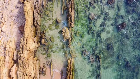 Top View Over Turquoise Deep Blue Ocean Waves alt