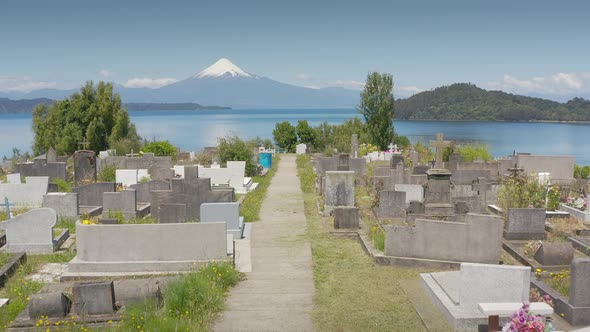 Aerial Cemetery at Llanquihue Lake - Puerto Varas, Chile, South America.