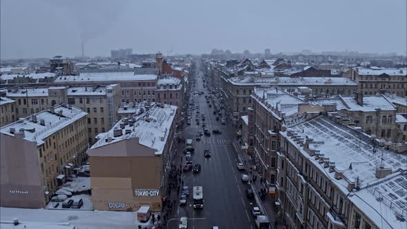 Winter City Street in Russia Saint Petersburg