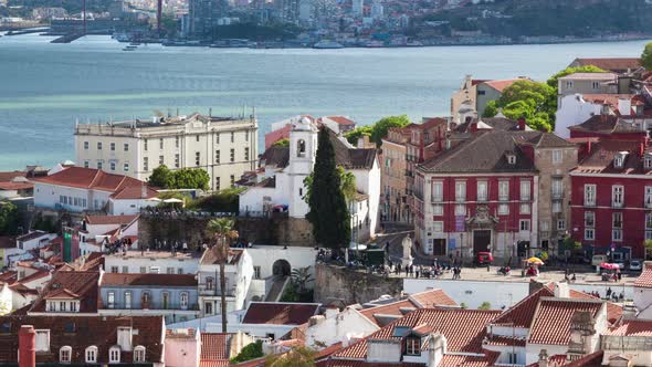 4K timelapse of Lisbon rooftop from Sao Vicente de fora church  in Portugal - UHD