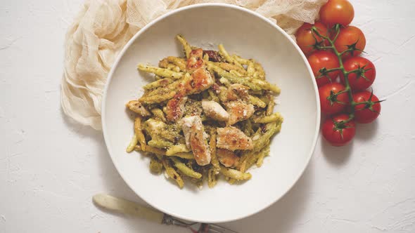 A Delicious Grilled Chicken and Pasta Dumplings with Pesto