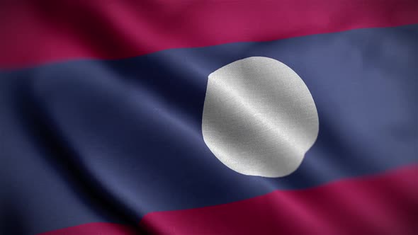 Laos Flag Textured Waving Close Up Background HD alt