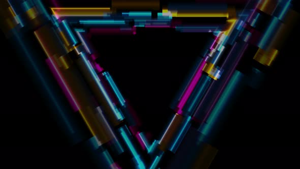 Abstract Tech Glowing Neon Triangle Glitch Effect
