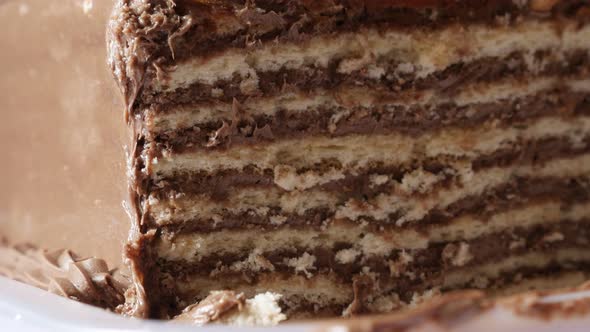 Multilayered torte with biscuits 4K 2160p 30fps UltraHD tilting footage - Slow tilt creamy layers of alt