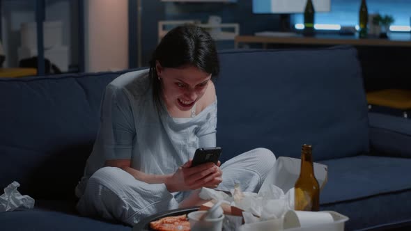 Desperate Hysterical Frustrated Nevous Woman Reading Digital Debt Notification alt