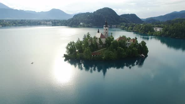  View of the Church of the Assumption of the Virgin Mary on the Lake Bled