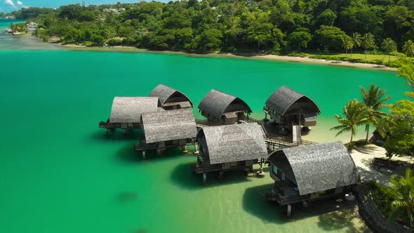 Port Vila, Vanuatu - April 3 2019: Aerial drone view of Holiday Inn Resort Vanuatu alt
