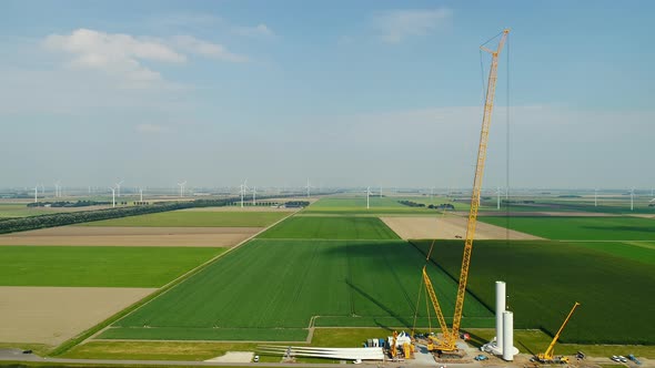 Wind farm under construction, Almere, Nederland