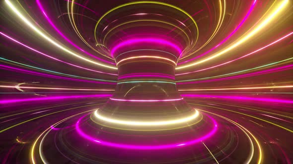 Abstract Futuristic Neon Background with Rotating Glowing Lines Speed of Light Ultraviolet Rays alt