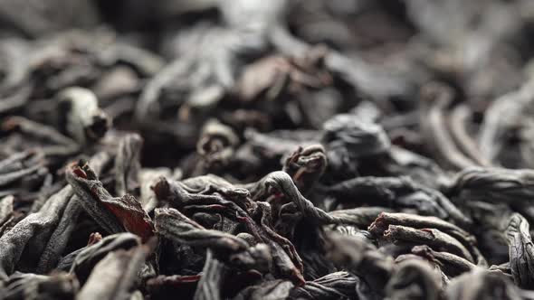 Dry Black Tea Leaves Crumble, Close Up