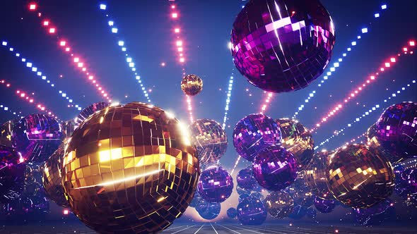 Shinig Disco Balls Retro Background  4k