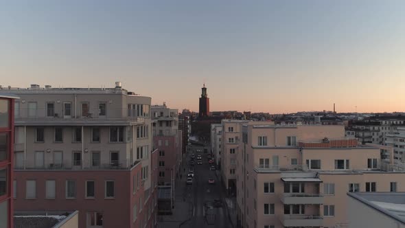 Aerial View of Stockholm Street and City Hall 